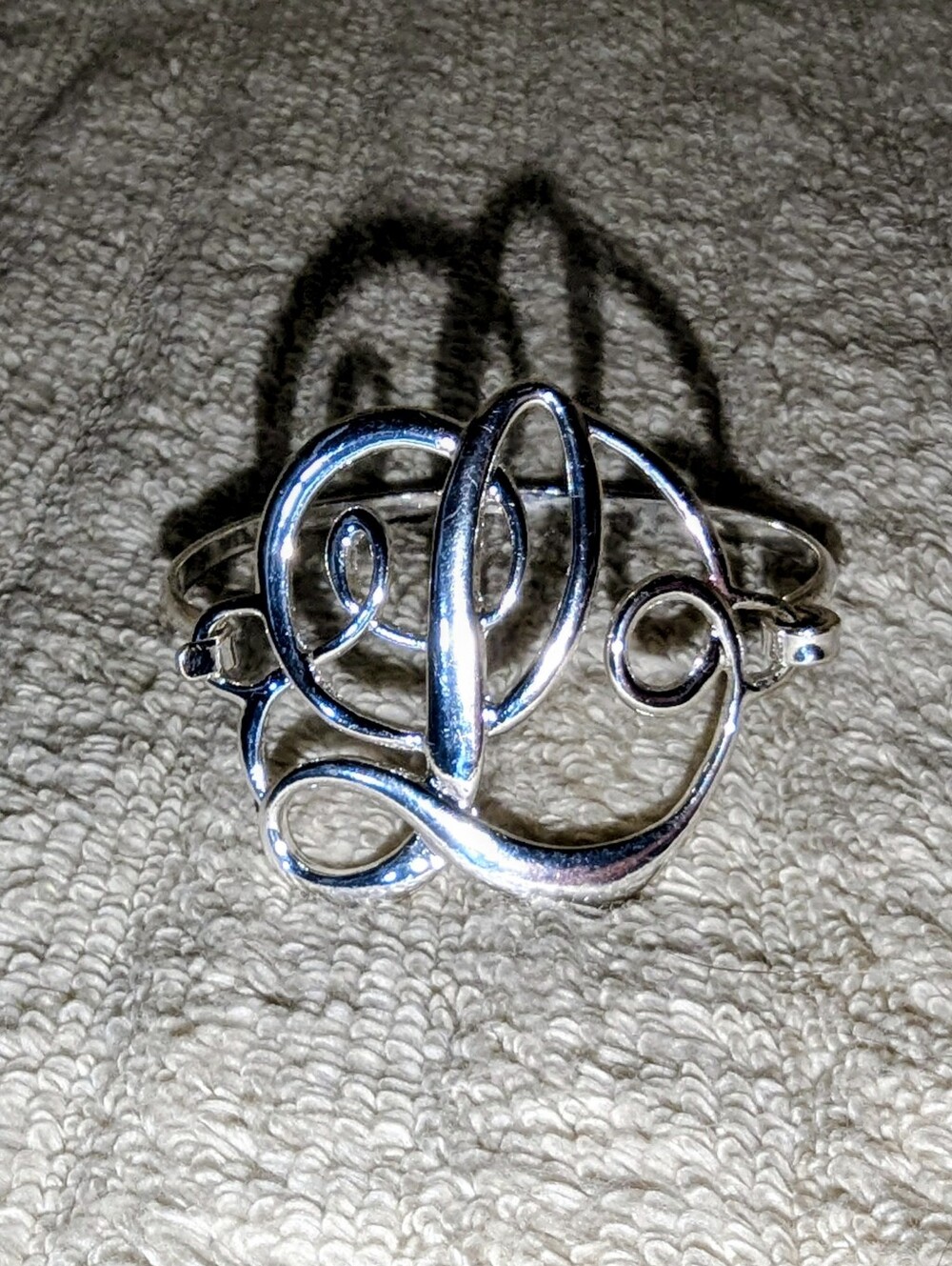 "L" Monogram-Style Silver Cuff Bracelet - 7 inch